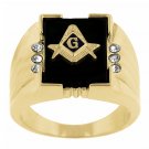 14k Gold Bonded Ring Sapphire Onyx Mens CZ Ring