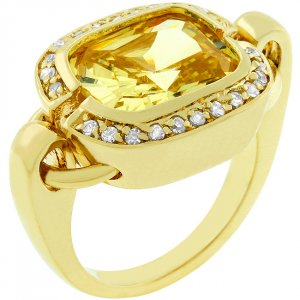 14k Gold Bonded Bezel Set Jonquil Cushion Cut Ring