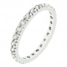 White Gold Rhodium Bonded Clear CZ  Eternity Ring