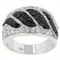 White Gold Rhodium Bonded CZ Round Cut Black Onyx Ring