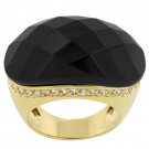 14k Gold Bonded Multi-Faceted Black Onyx CZ Ring
