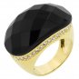 14k Gold Bonded Multi-Faceted Black Onyx CZ Ring