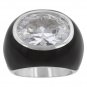 White Gold Rhodium Bonded Oval Cut Clear CZ Ring
