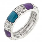 White Gold Rhodium Bonded Cocktail Purple Ring