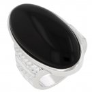White Gold Rhodium Bonded Black Onyx Ring