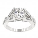 White Gold Rhodium Bonded Clear CZ Engagement Ring