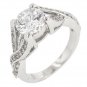 White Gold Rhodium Bonded Clear CZ Engagement Ring