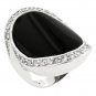 White Gold Rhodium Bonded Onyx Pave CZ  Ring