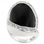 White Gold Rhodium Bonded Onyx Pave CZ  Ring