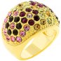 14k Gold Bonded Pave Multicolor Crystal Dome Ring