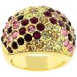 14k Gold Bonded Pave Multicolor Crystal Dome Ring