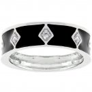 White Gold Rhodium Bonded Black Enamel Eternity Ring