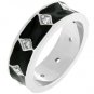 White Gold Rhodium Bonded Black Enamel Eternity Ring