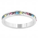 White Gold Rhodium CZ Channel Set Eternity Ring