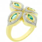14k Gold White Gold Rhodium Bonded Clover Flower Ring