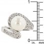White Gold Rhodium Bonded White Pearl Clea CZ  Ring