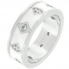 White Gold Rhodium Bonded White Enamel Eternity Ring