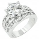 White Gold Rhodium Classic Round CZ Engagement Ring