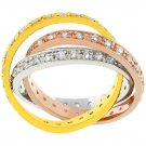 14k Gold and White Gold Rhodium Bonded Tri-Ring Set