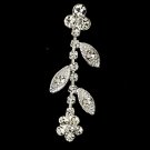 Silver Clear Rhinestone Floral Necklace Earring Set