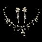 Silver Rhinestone Freshwater Pearl Necklace Earring Set