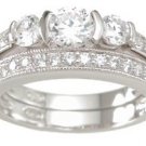 New 925 Sterling Silver CZ Wedding Set Ring