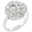New white Gold Silver Antique Milligrain CZ Ring