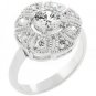 New white Gold Silver Antique Milligrain CZ Ring
