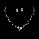Silver CZ Crystal Star Vine Necklace Earring Set