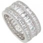 New 925 Sterling Silver CZ Triple Eternity Ring