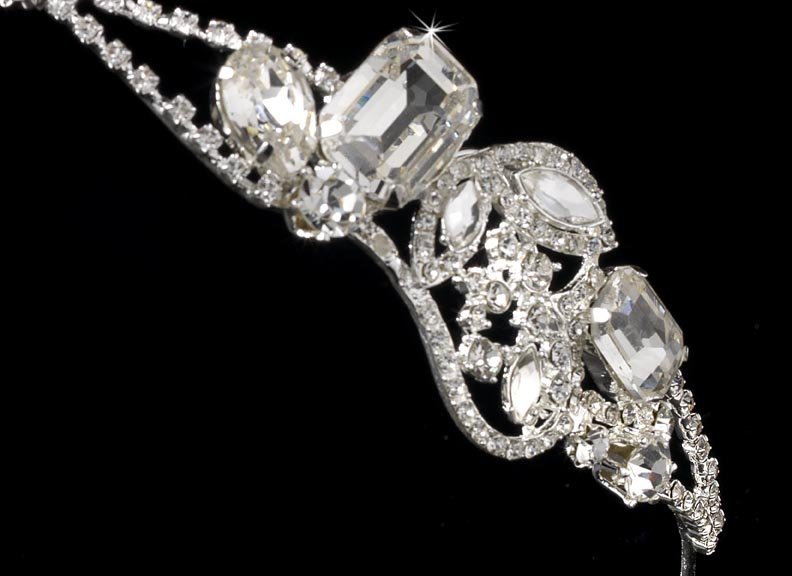 Silver Modern Rhinestone Crystal Headband Tiara
