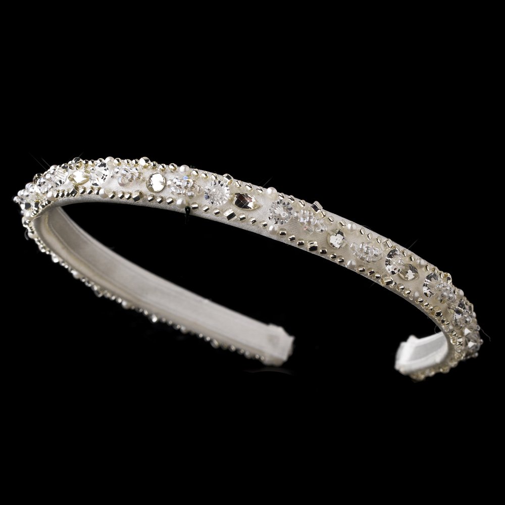Ivory Sparkling Crystal Beaded Headband Tiara