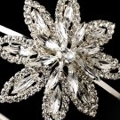 Silver Clear Rhinestone Flower Headband Tiara