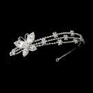 Silver Clear Rhinestone Butterfly Headband Tiara