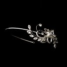 Silver Rhinestone Crystal Floral  Headband Tiara