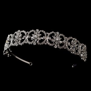 Silver Clear Rhinestone Crystal Bridal Headband Tiara