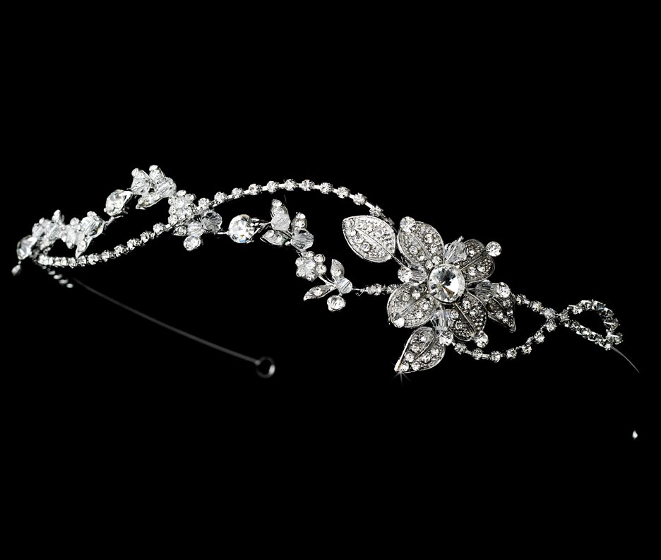 Silver Rhodium Vintage Crystal Headband Tiara