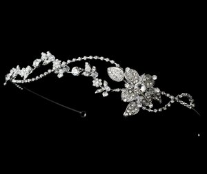 Silver Rhodium Vintage Crystal Headband Tiara
