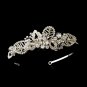 Silver Rhinestone Beaded Leaf Floral Headband Tiara