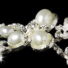 Silver Rhinestone White Pearl Headband Tiara