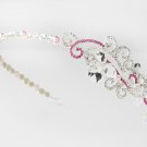 Silver Pink Clear Swarovski Crystal Headband Tiara