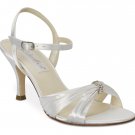 White Satin Dyeable Rhinestone High Heel Shoes