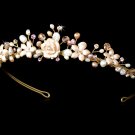 Porcelain Rose Rhinestone Pearl Headband Tiara