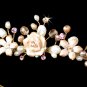 Porcelain Rose Rhinestone Pearl Headband Tiara