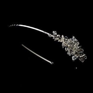 Silver Austrian Crystal Floral Headband Tiara