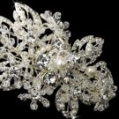 Silver Ivory Pearl Crystal Floral Headband Tiara