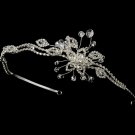 Silver Swarovski Rhinestone Floral Headband Tiara