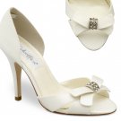 Ivory Satin Closed Back Bridal Dress High Heel Shoes
