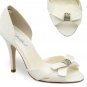 Ivory Satin Closed Back Bridal Dress High Heel Shoes
