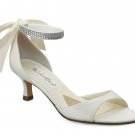 Ivory Satin Rhinestone Ankle Bridal High Heel Shoes